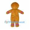 Gingerbread Man Mascot Costume with Pink Icing Decorations