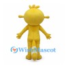 Lemur Mascot Costume in Yellow with Striped Tail and Large Eyes