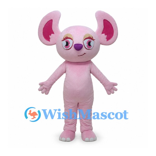 Alien Mascot Costume in Pink with Large Curved Ears
