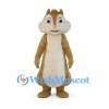 Chipmunk Mascot Costume in Tan with Cream Cheeks and Long Tail