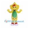 Dragon Mascot Costume in Yellow with Star Shaped Head and Green Belly