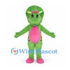 Dinosaur Mascot Costume in Green with Pink Belly and Hair Bow
