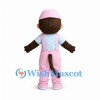 Monkey Mascot Costume with Pink Cap and Pink Overalls