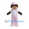 Monkey Mascot Costume with Pink Cap and Pink Overalls