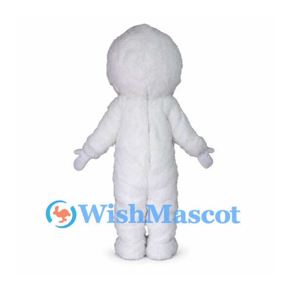 Ghost Mascot Costume with White Body and Round Smiling Head