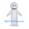 Ghost Mascot Costume with White Body and Round Smiling Head