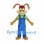 Rabbit Mascot Costume with Red Cap and Blue Overalls