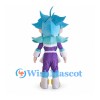 Superhero Boy Mascot Costume with Blue Spiky Hair and Purple Outfit