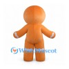 Gingerbread Man Mascot Costume in Orange with White Icing and Pink Buttons