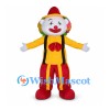 Clown Mascot Costume with Yellow Shirt and Red Striped Pants