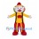Clown Mascot Costume with Yellow Shirt and Red Striped Pants