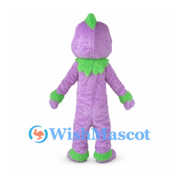 Monster Mascot Costume in Purple with Green Crest and Collar