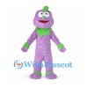 Monster Mascot Costume in Purple with Green Crest and Collar