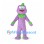 Monster Mascot Costume in Purple with Green Crest and Collar