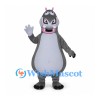Hippo Mascot Costume in Gray with White Belly and Open Mouth