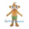 Monkey Mascot Costume in Tan with Green Shorts and Hair Tuft