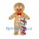 Gingerbread Man Mascot Costume with Red Bow Tie and Candy Cane