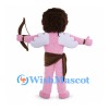 Cupid Mascot Costume with Curly Hair Bow and White Wings