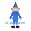 Elf Mascot Costume with Blue Pointed Hat and Blue Outfit