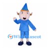 Elf Mascot Costume with Blue Pointed Hat and Blue Outfit