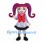 Girl Mascot Costume with Purple Pigtails Red Vest and Black Skirt