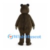Bear Mascot Costume in Brown with Beige Belly and Red Polka Dot Bow Tie