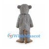 Rat Mascot Costume with Shaggy Gray Fur and Long Tan Tail