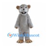 Rat Mascot Costume with Shaggy Gray Fur and Long Tan Tail