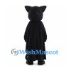 Vampire Cat Mascot Costume in Black with Yellow Eyes and Long Cape