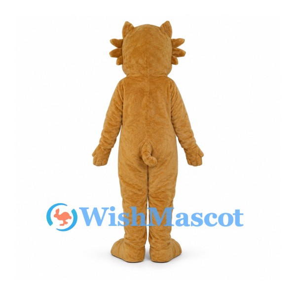 Saber-Toothed Tiger Mascot Costume in Golden Brown with White Belly and Long Tusks