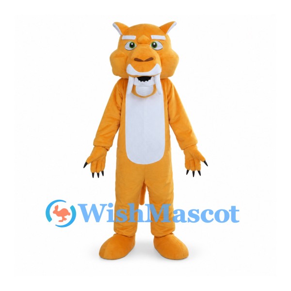 Tiger Mascot Costume in Orange with White Belly and Small Neck Bow
