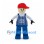 Boy Mascot Costume with Red Cap and Blue Striped Overalls
