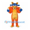 Dragon Mascot Costume in Orange with Blue Hair and Wings