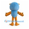 Owl Mascot Costume in Blue with Spotted Orange Wings