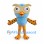 Owl Mascot Costume in Blue with Spotted Orange Wings