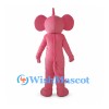 Mouse Mascot Costume in Pink with Cream Belly and Large Ears