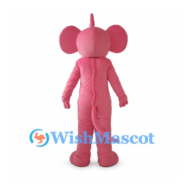 Mouse Mascot Costume in Pink with Cream Belly and Large Ears