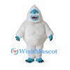 Yeti Mascot Costume with White Fur and Blue Face