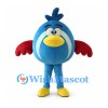 Bird Mascot Costume in Blue with Red Wings and Yellow Beak