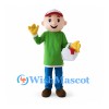 Boy Mascot Costume with Red Cap and Green Shirt