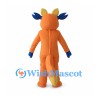 Dragon Mascot Costume in Orange with Blue Ears and Yellow Belly