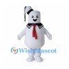 Sailor Ghost Mascot Costume with White Body and Striped Hat