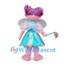 Fairy Mascot Costume with Pink Hair Turquoise Dress and Wings