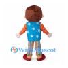 Clown Boy Mascot Costume with Blue Star Vest and Striped Pants