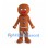 Gingerbread Man Mascot Costume in Brown with Purple Buttons