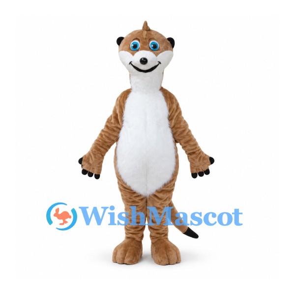 Meerkat Mascot Costume in Tan with White Belly and Long Tail