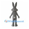Rabbit Mascot Costume in Gray with Long Ears and White Belly