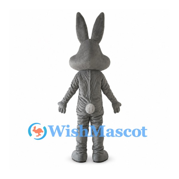 Rabbit Mascot Costume in Gray with Long Ears and White Belly