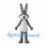 Rabbit Mascot Costume in Gray with Long Ears and White Belly