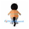 Monster Mascot Costume with Black Hair Horns and Orange Striped Shirt